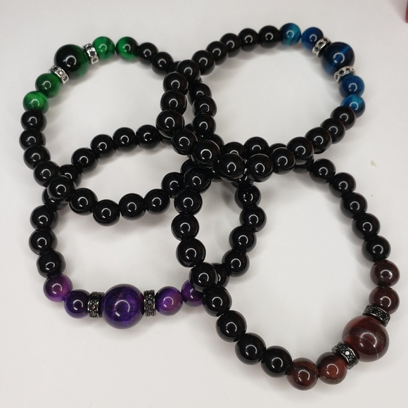 TIGER EYE BRACELET WITH BLACK ONYX BEADS FOR MEN AND WOMEN - Picture 11 of 11